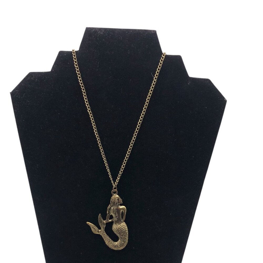 Martine Mail Mermaid Antique Gold Tone Unisex Necklace - Picture 2 of 11